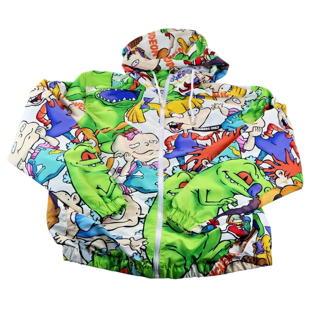 Rugrats Jacket‎ Mens Small Members Only Nickelodeon Hooded Graphic Windbreaker